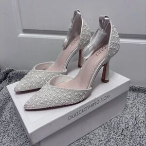QUIZ Elegant White Pearl Heels